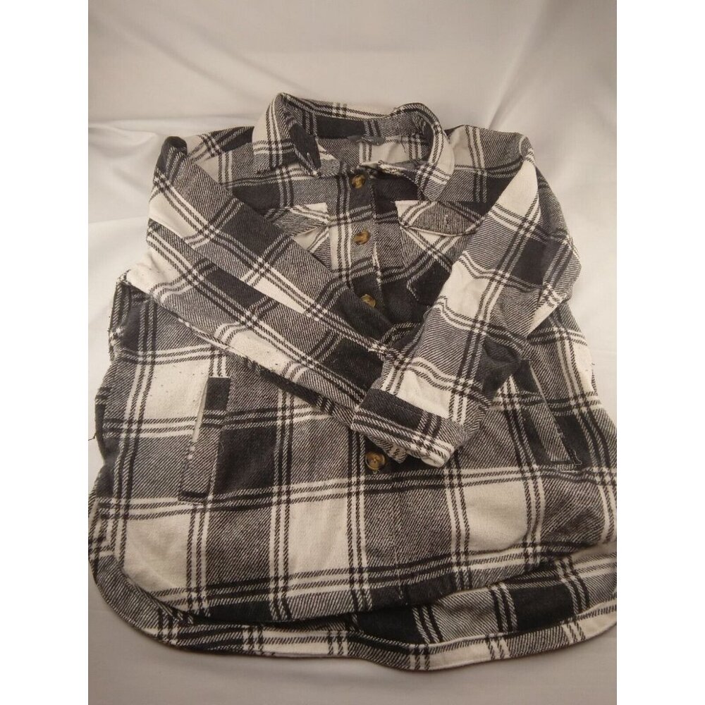 Women's Shacket Plaid Black White Jacket Size Large